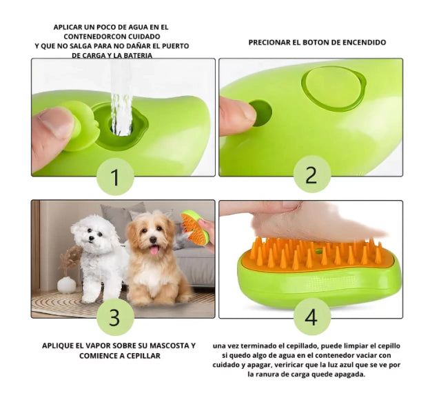 Cepillo con vapor para mascota